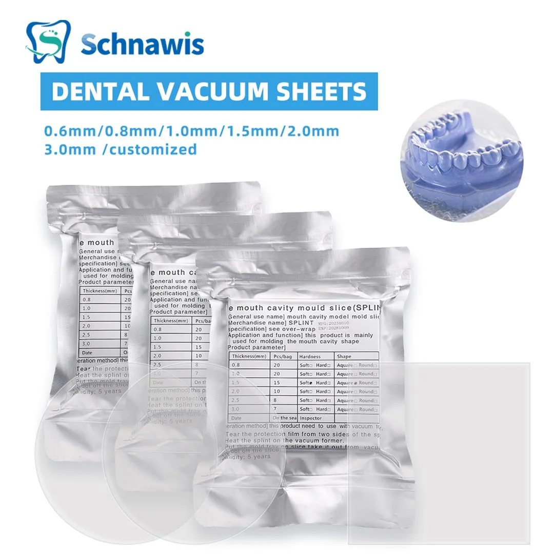 Tala ortodôntica para laboratório dentário, 8/10/15/20 peças, retentor de fatia, folha formadora a vácuo, material de termoformação macio e duro 1.0/1.5/2.0mm