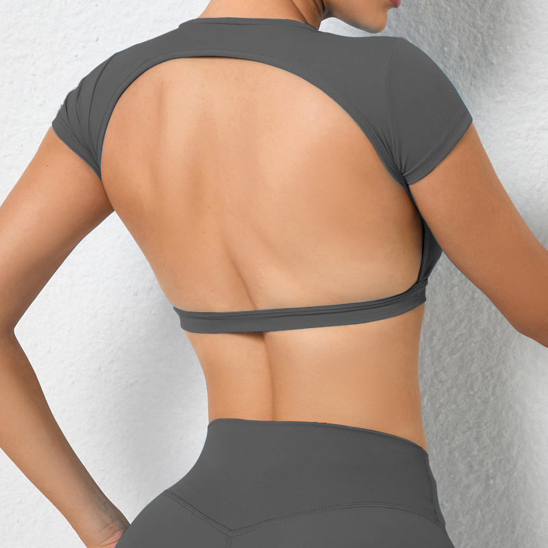 Blusas deportivas para mujer de gym,Top deportivos mujer gym,Hearuisavy-camisetas deportivas transpirables para mujer, ropa deportiva para entrenamiento, Fitness, Yoga, sin espalda, Top corto deportivo para gimnasio