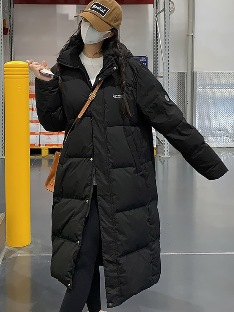 Vielleicht-abrigo largo liso para mujer, parka informal con capucha, chaqueta acolchada con estilo, prendas de vestir exteriores para invierno, novedad