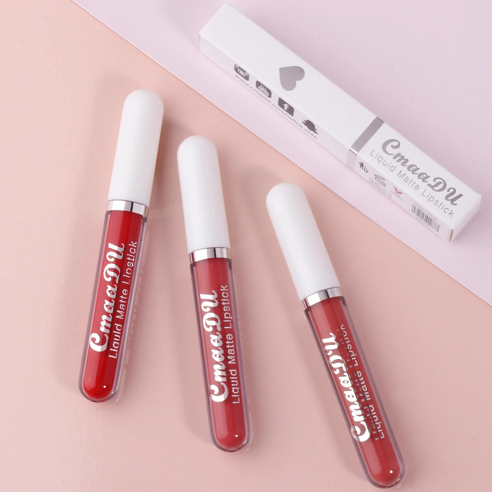 CmaaDu 1 Pcs 매트 립 글로스 리퀴드 립스틱 - 오래 지속되는 방수 기능이 있는 립 얼룩, 성인 연령층, 레드 톤 색상이 용이함