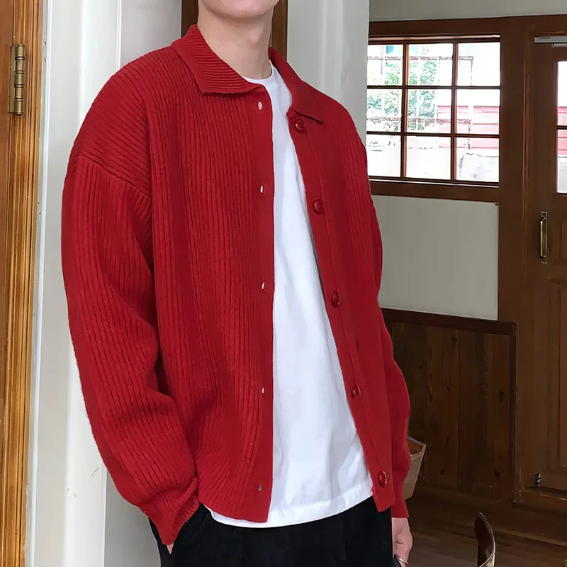 Männer Mode Täglichen Outer Strickjacke Herbst Winter Koreanische Casual Langarm Pullover Baggy Verdicken Thermische Gestrickte Pullover Männlich