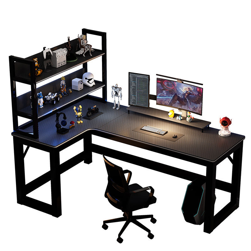 Nordic Desk for Home Carbon Fiber Corner Double Computer Desks with Shelf Light Luxury Simple Household Gaming Tables