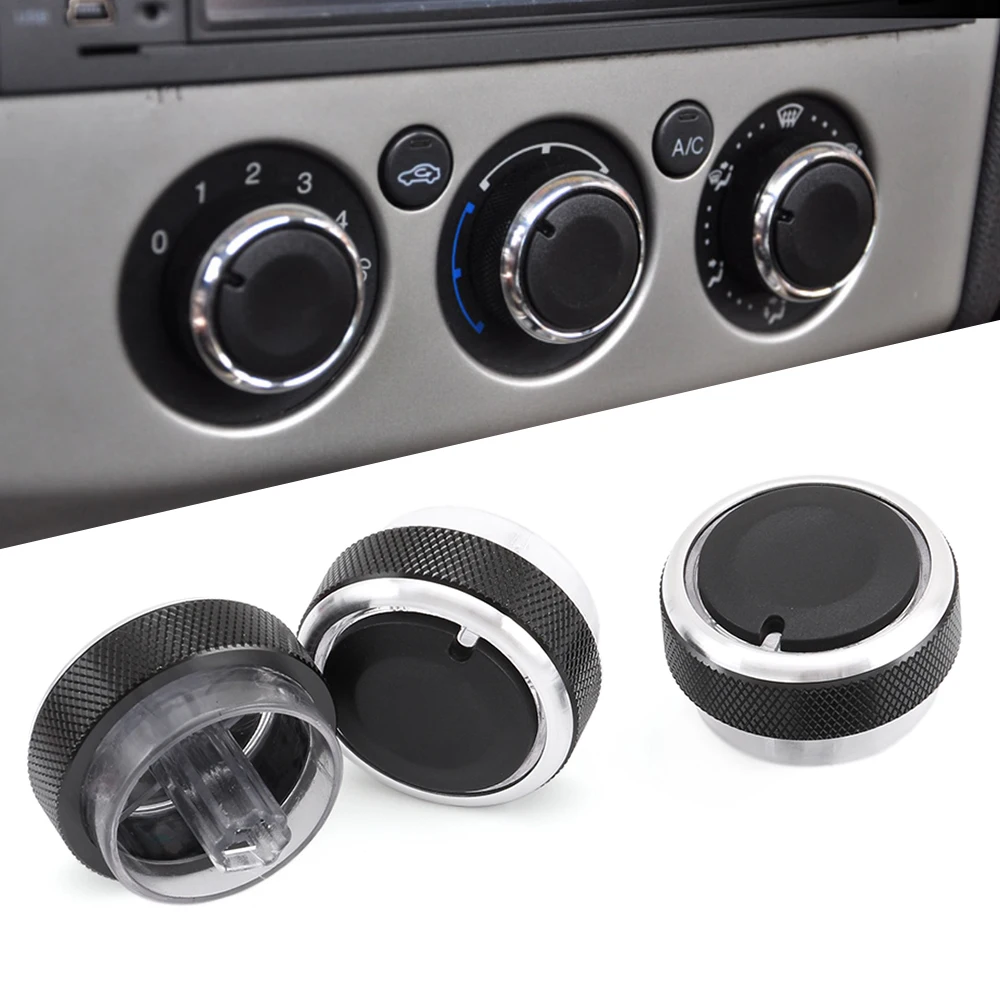 Perilla de aire acondicionado de aleación de aluminio para Ford Focus MK2 MK3, 3 piezas por juego, interruptor de Control de calor