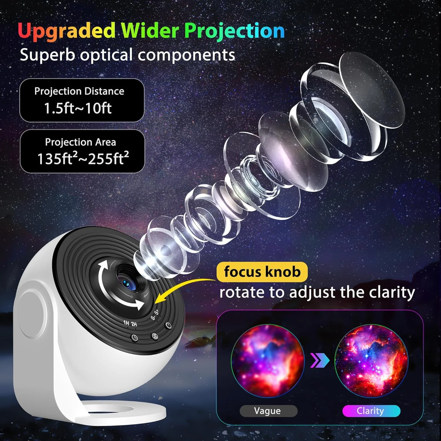1PC LEDナイトライトプラネタリウムギャラクシースタープロジェクターランプ360 °   寝室用ハロウィンバレンタインデーギフトウェディングデコレーション用回転式