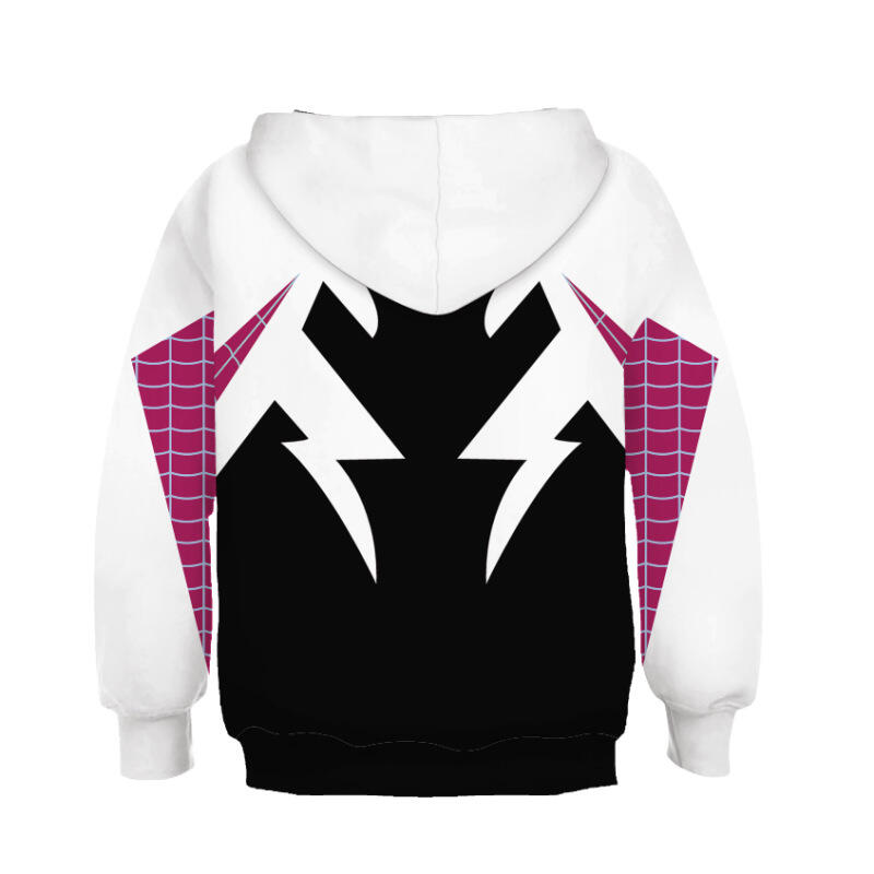 Felpe con cappuccio da supereroe per bambini Miles Morales Felpa con cerniera stile 3D Giacca Spider Gwen per costume cosplay anime per ragazze dei ragazzi