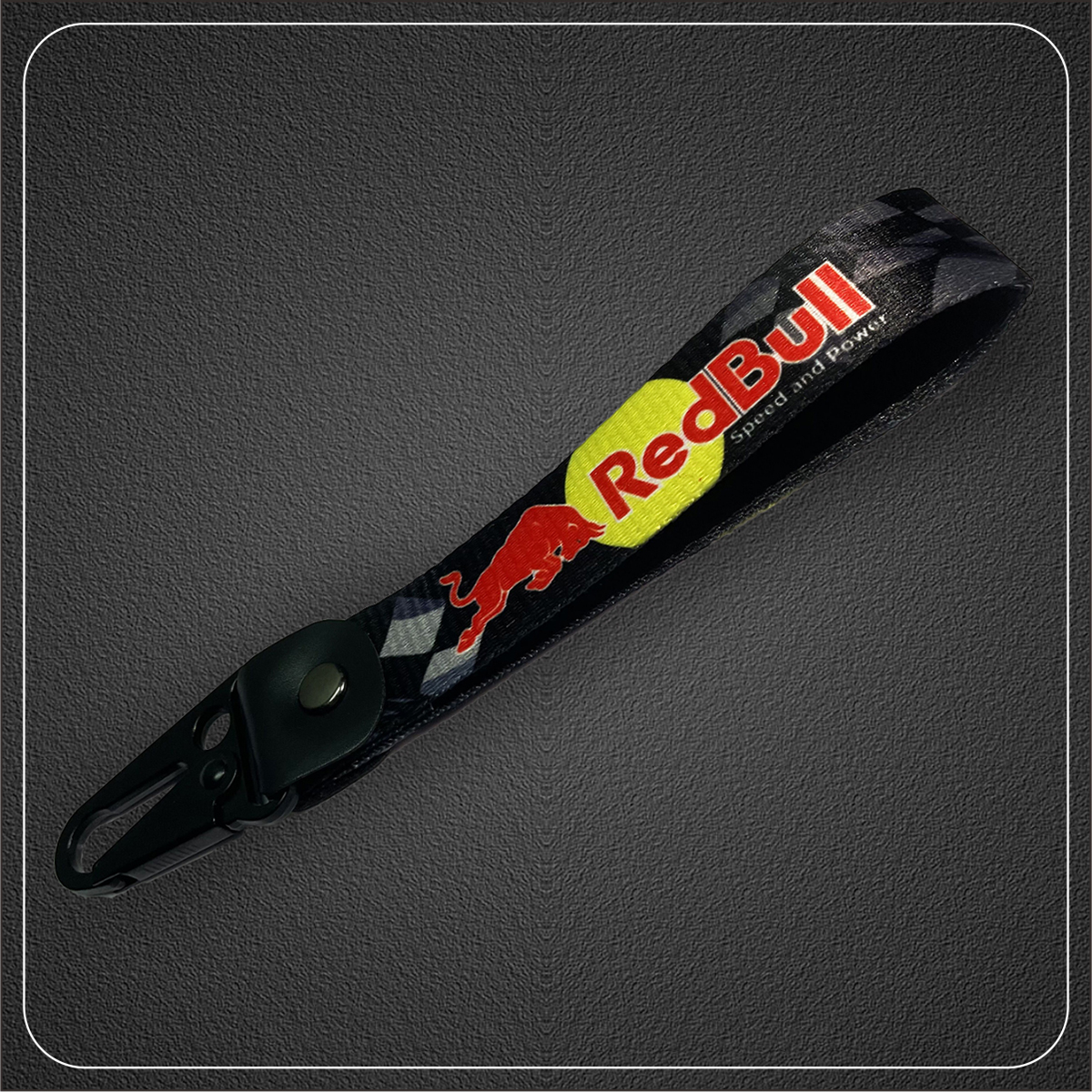 Embroidery Red Bull Key Chain Tag Strap Leather Accessories Keytag Racing Keychain