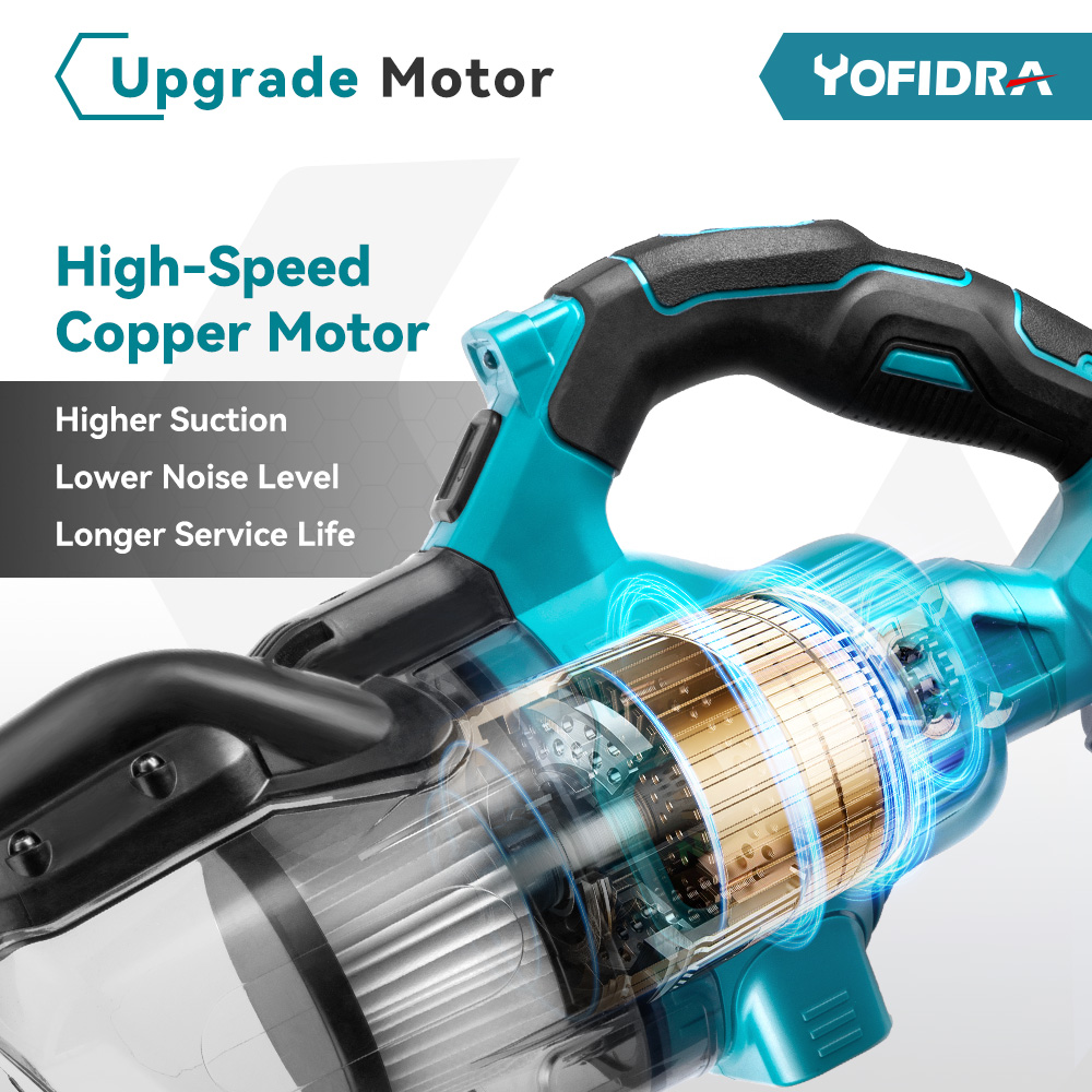 YOFIDRA 1000W Draadloze Elektrische Stofzuiger Efficiënte Oplaadbare Stofvanger Schoonmaken Power Tools Voor Makita Batterij Pin
