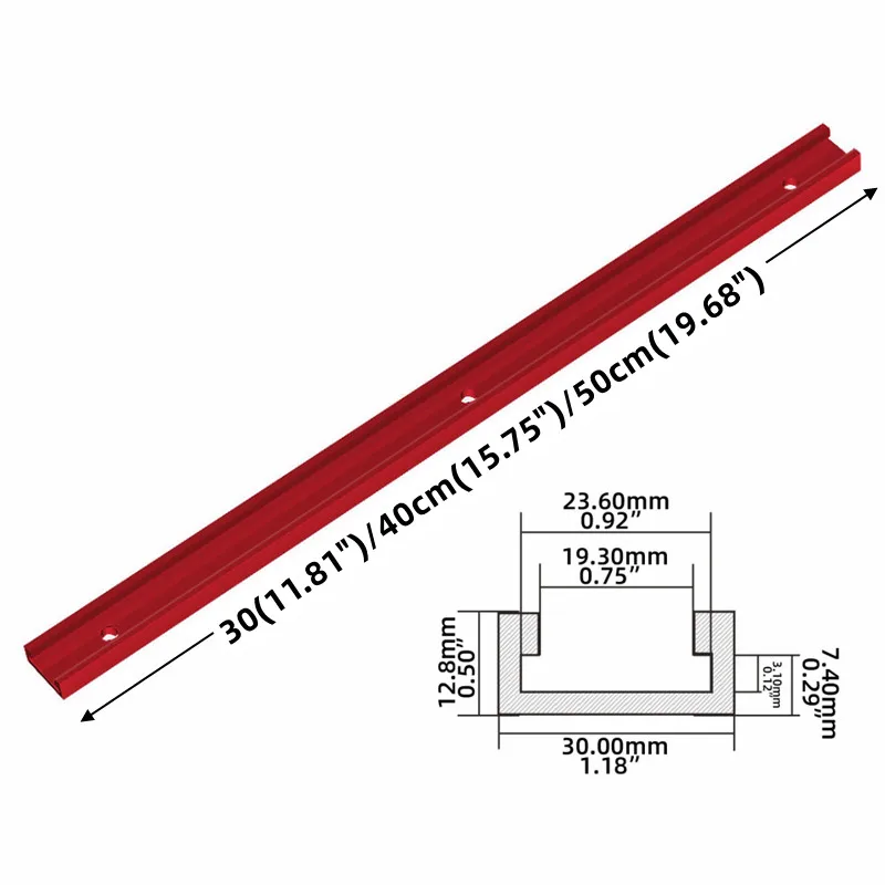 Pista de aleación de aluminio para carpintería, guía de calibre de inglete, ranura en T, herramienta de madera para enrutador de sierra, herramientas de mesa, 30 pistas tipo T, 30-50cm