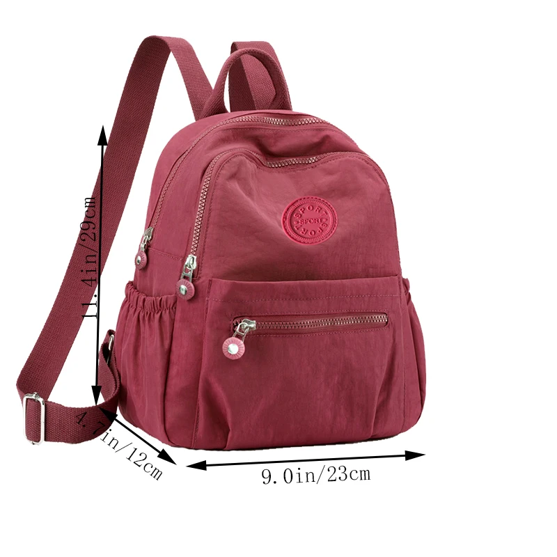 Neutral Style Backpack for Men and Women, Suitable for Travel and Photography Made of Nylon Material, with a Round Logo Design.