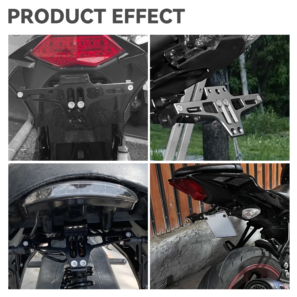 Suporte da placa da motocicleta com luzes de sinalização, Suporte da placa, Yamaha MT07, Kawasaki Z800, Honda, BMW