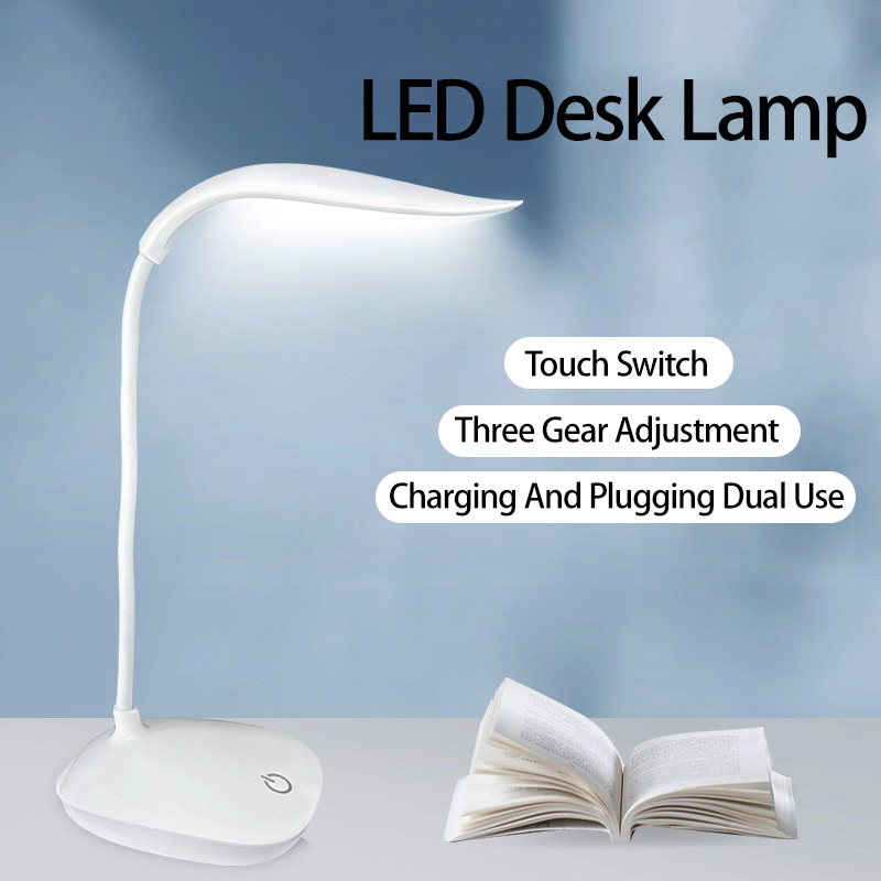 Lámpara LED de escritorio de lectura, lámpara de escritorio portátil, luz de mesa con carga USB, atenuación táctil, aprendizaje de protección ocular, iluminación de habitación y oficina