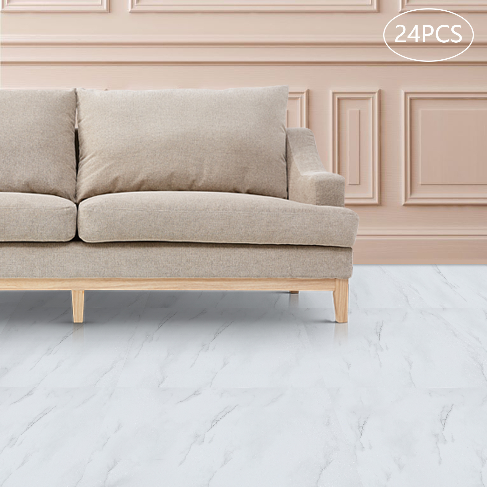 24 peças 60 cm x 30 cm piso autoadesivo de pvc-padrão de pedra branca, alta qualidade, decoração, piso