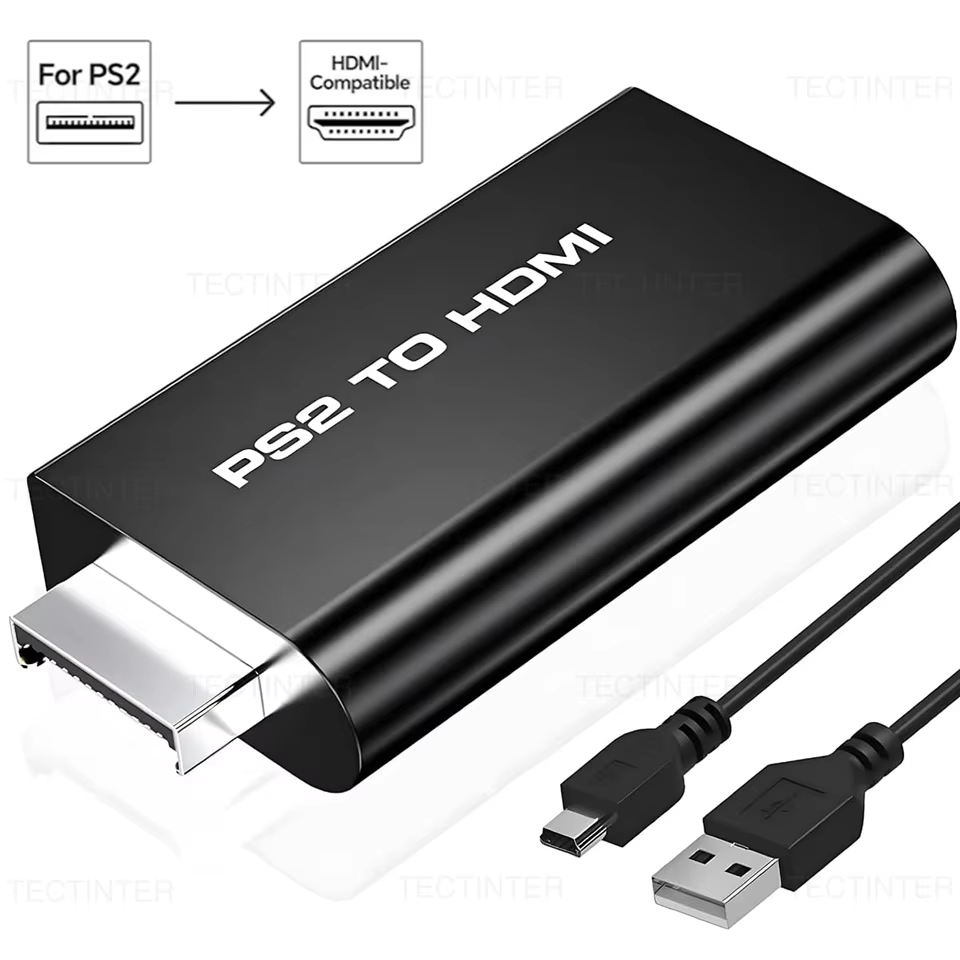 Full HDMI-compatible Converter Adapter for Sony PS2 Audio Video Converter 480i/480p/576i With 3.5Mm Audio Support for PS2 to HD