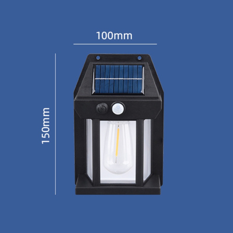 Lâmpada noturna solar de tungstênio, sensor de movimento inteligente, lâmpada de parede, 3 modos de iluminação, à prova d'água, pátio, decoração de jardim