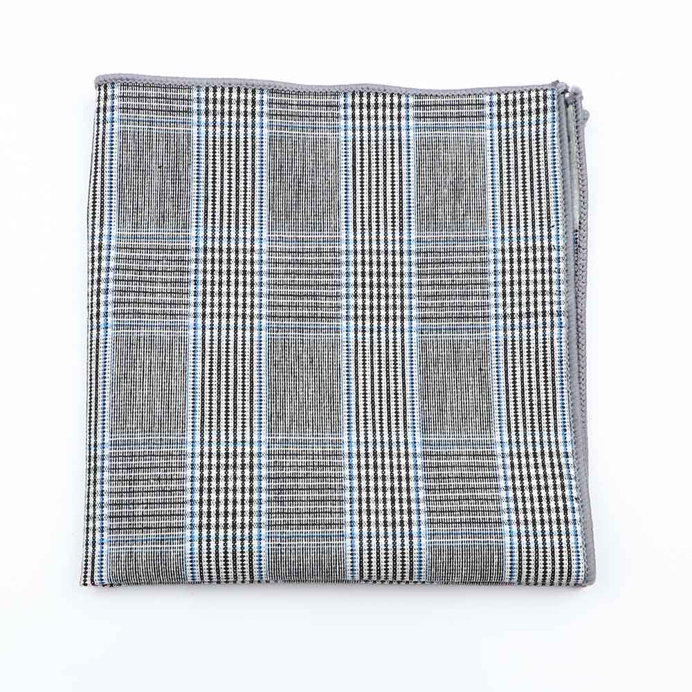 แฟชั่นผ้าฝ้ายลายสก๊อตผ้าเช็ดหน้าผ้าพันคอ Vintage สีเทาสีดำ Hankies ผู้ชายคุณภาพสูงธุรกิจ Pocket Square ผ้าเช็ดหน้า