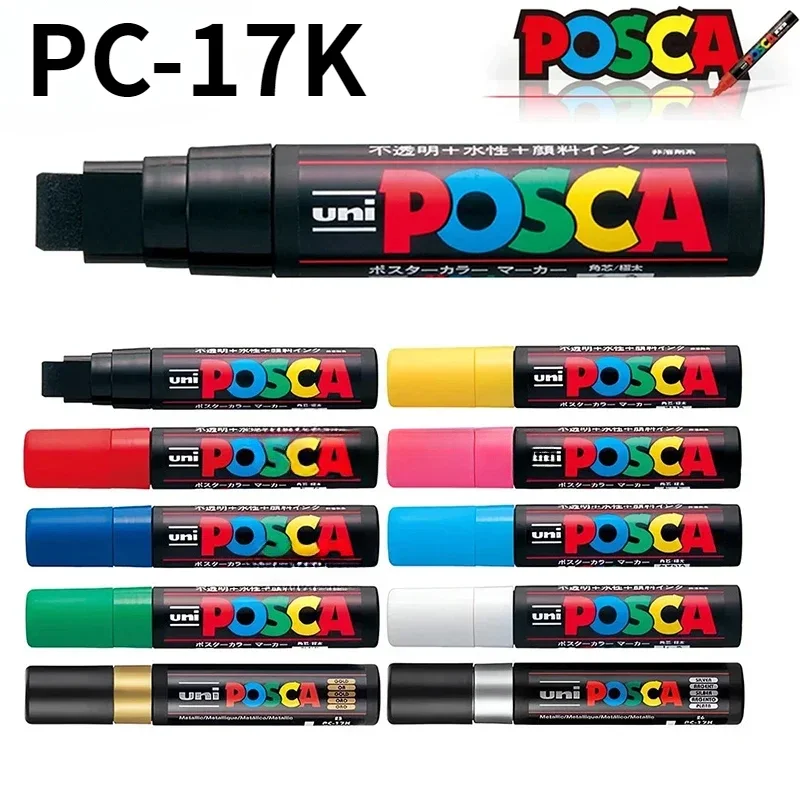 UNI POSCA PC-17K Маркер Ручка для рисования граффити Художественные маркеры POP Широкие наконечники Ручка для ткани 15 мм Товары для творчества Широкие маркеры для раскрашивания