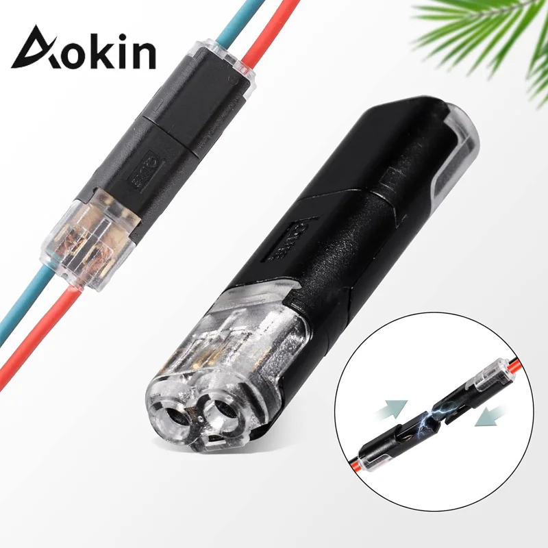 Aokin 10/20/50 Uds conector enchufable de doble cable conectores de tira de luz Led conectores de luces de tira Led de 2 pines de bajo voltaje
