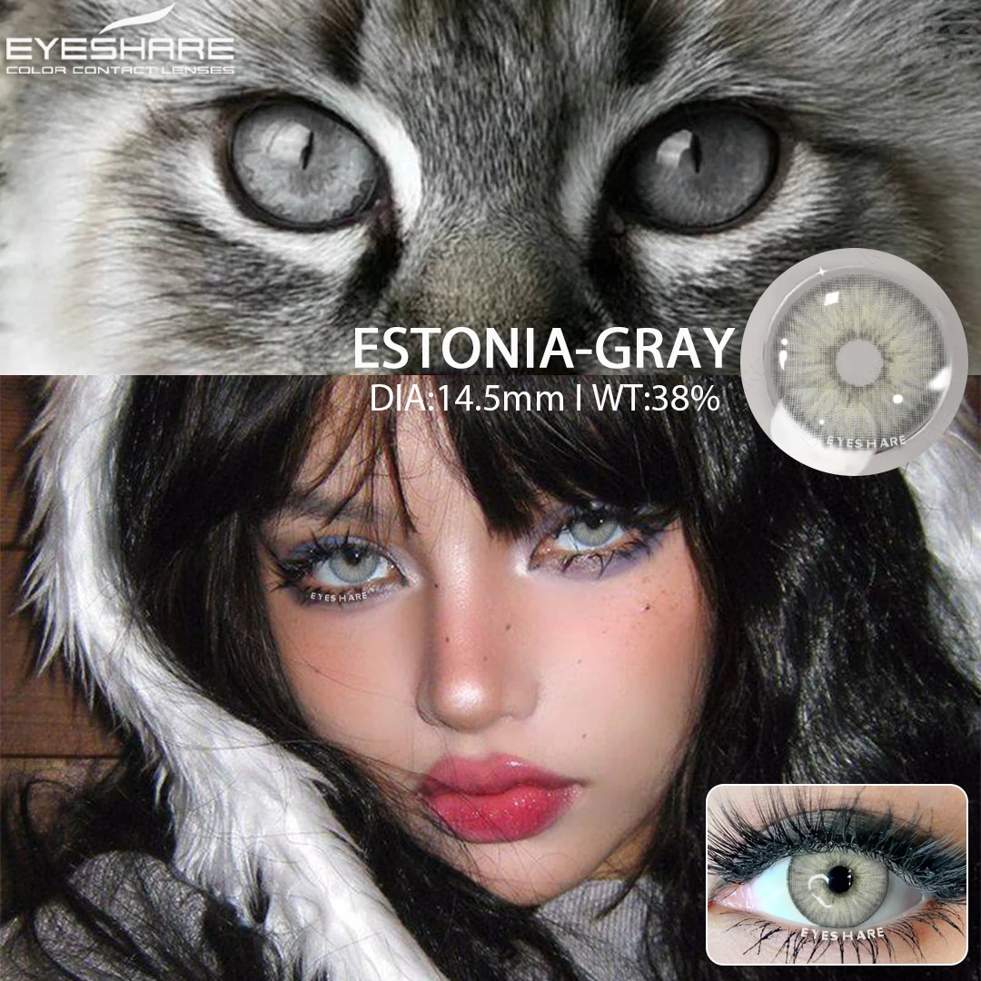 EYESHARE Colored Contacts Lenses Fashion Grey Lense Brown Contact Blue Eyes Lenses Colorful Makeup Contact Lens Yearly 2pcs/pair