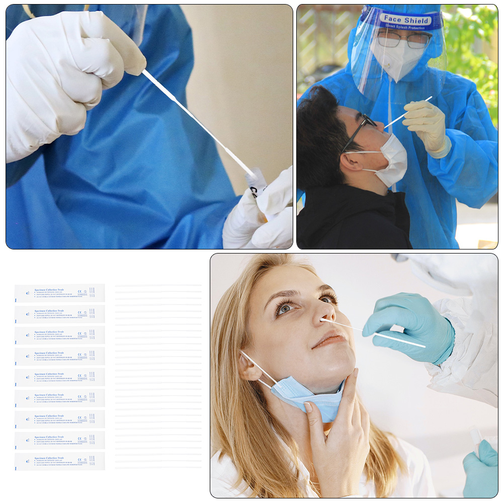 120 Pcs Nasal Swab Flocked Sterile Swabs One-time Sample Collection Specimen Sampling Sticks Nasopharyngeal Disposable