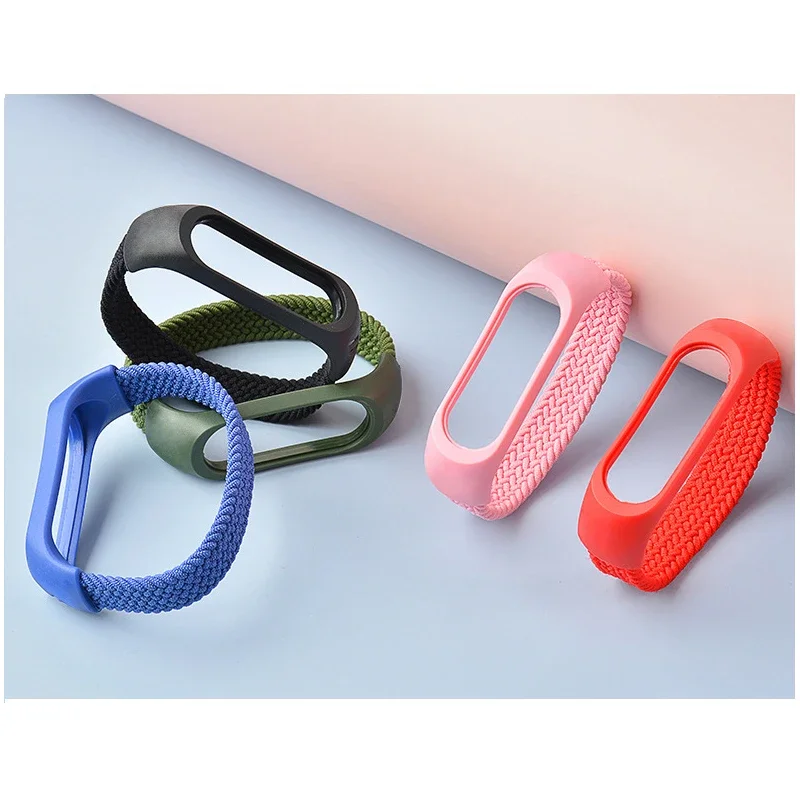 Braided Solo Loop สําหรับ xiaomi Mi band 7 สายนาฬิกาไนลอน NFC สร้อยข้อมือสมาร์ท Miband6 เข็มขัด correa บน Mi band 7 6 5 4 3