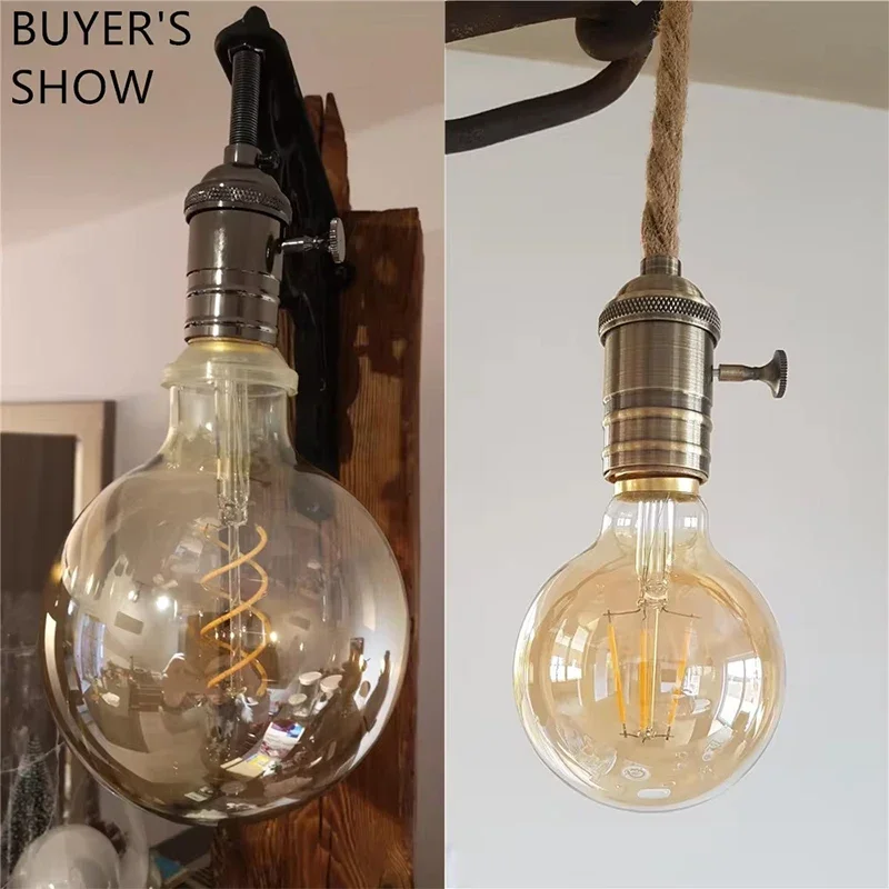 Portalampada vintage E27 Portalampada fai-da-te in rame con interruttore Edison Portalampada vintage con attacco a vite Portalampada in ottone antico