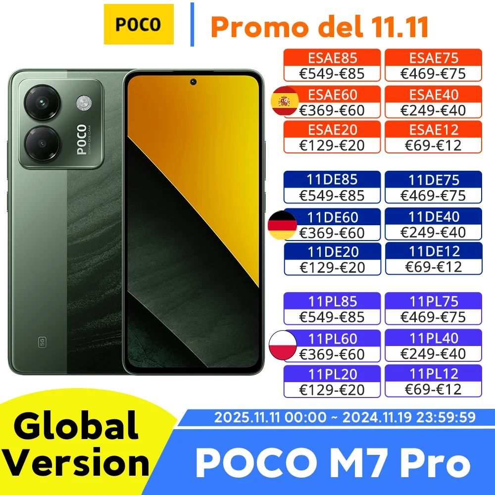El más nuevo POCO M7 Pro 5G versión Global teléfono móvil dimensión 7025-Ultra 120Hz FHD + cuidado de los ojos pantalla AMOLED 5110mAh batería NFC