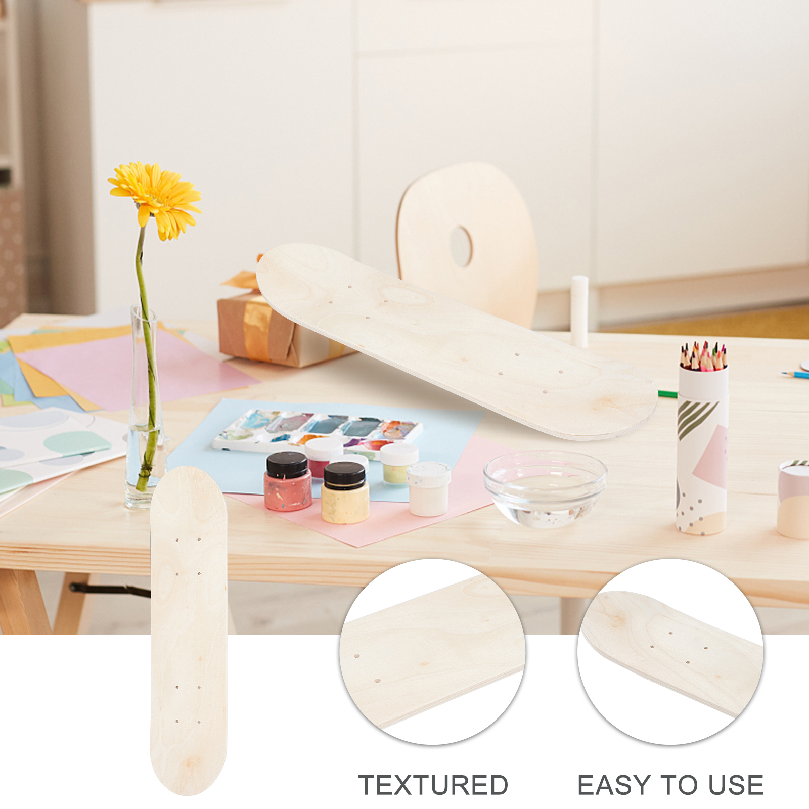 60 ซม.สเก็ตบอร์ดดาดฟ้า Maple สเก็ต BOARD เปล่าผู้ใหญ่มือวาดตกแต่ง BOARD Double Rocker DIY BLANK Graffiti สเก็ตบอร์ด