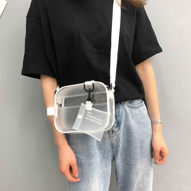 Mùa Hè 2021 Mini Đeo Chéo Túi Trong Suốt Túi PVC Túi Jelly Túi Túi Vai Thời Trang Hàn Quốc Nữ Ví Cầm Tay Sắc Rõ Ràng Túi Đựng phụ Nữ