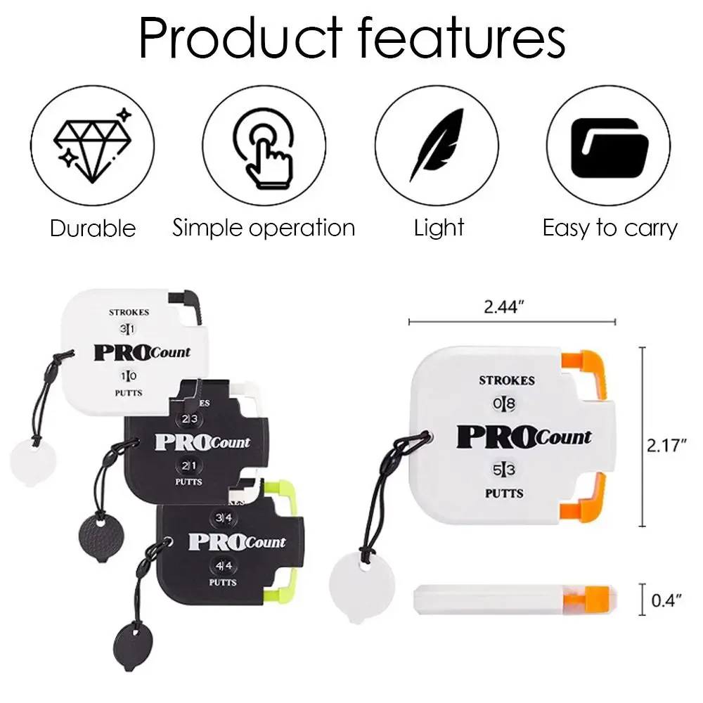 Golf Score Counter Shot Count Stroke Putt Score Counter Two Digits Scoring Keeper with Key Chain Golf Training Golf Accessories