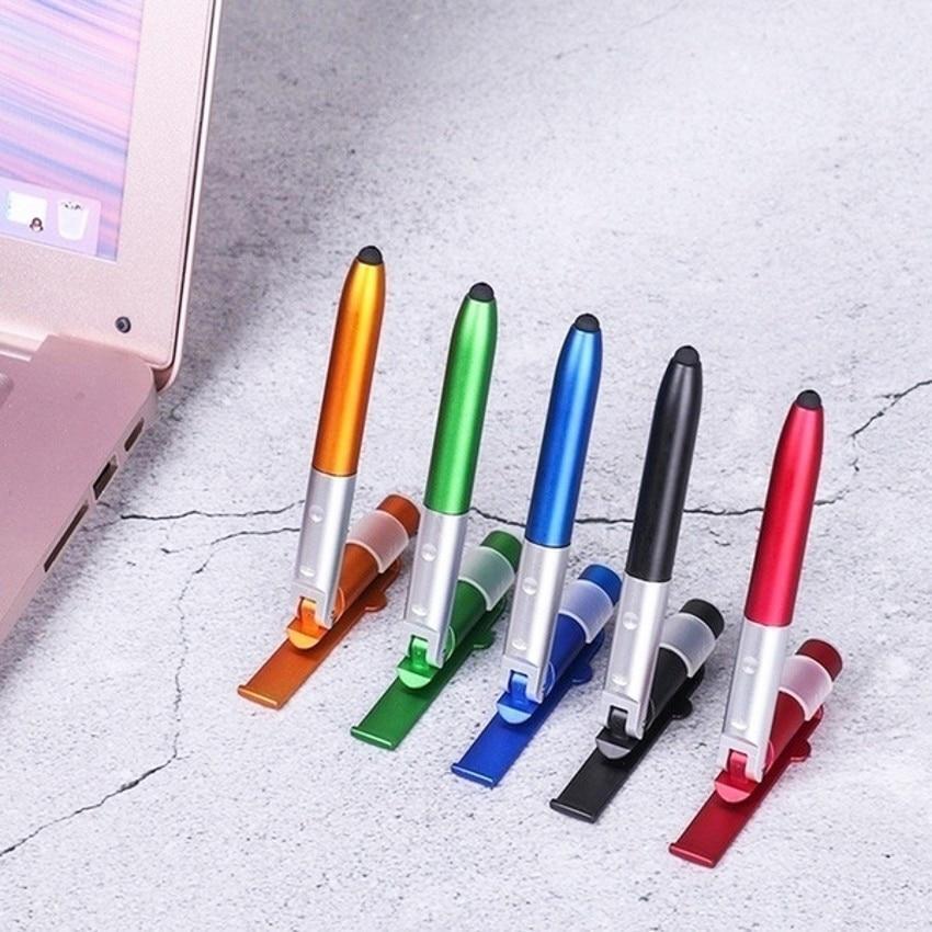 4 In 1 Multifunction Ballpoint Pen With Led Light Folding Phone Holder Touch Screen Stylus Office School Student Stationery
