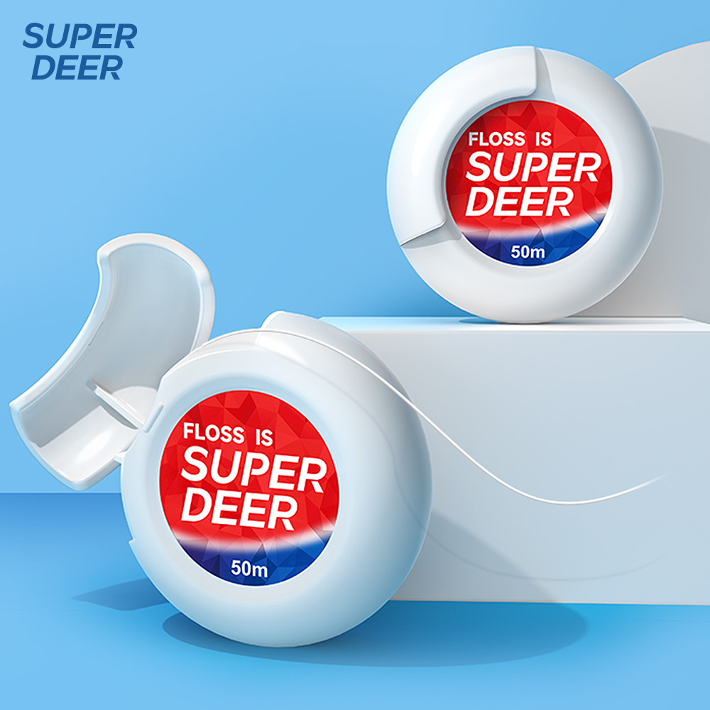 50 м рулон зубной нити Super Deer, портативный рулон межзубной нити свободной резки, инструмент для ухода за полостью рта со свежим дыханием