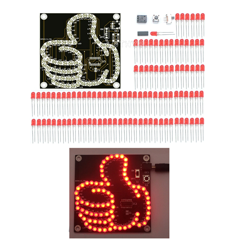 Kit electrónico DIY, Kit de producción de luz que fluye con pulgar LED, diodo emisor de luz, microcontrolador de soldadura divertido, práctica de soldadura
