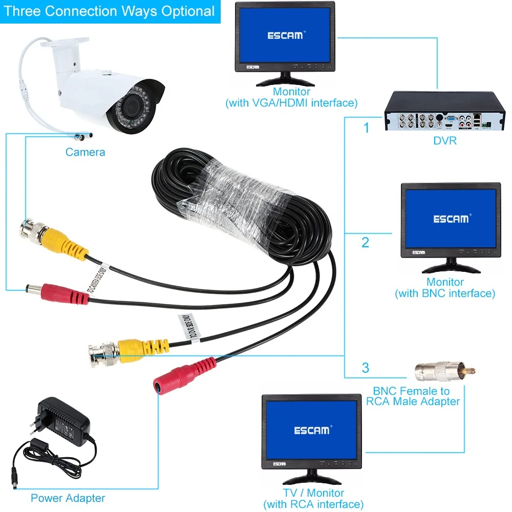 AHD Kamera Kabel 5M/10M/15M/20M/30M BNC Kabel Ausgang für DC Stecker Kabel für Analog AHD CCTV DVR Drop Verschiffen
