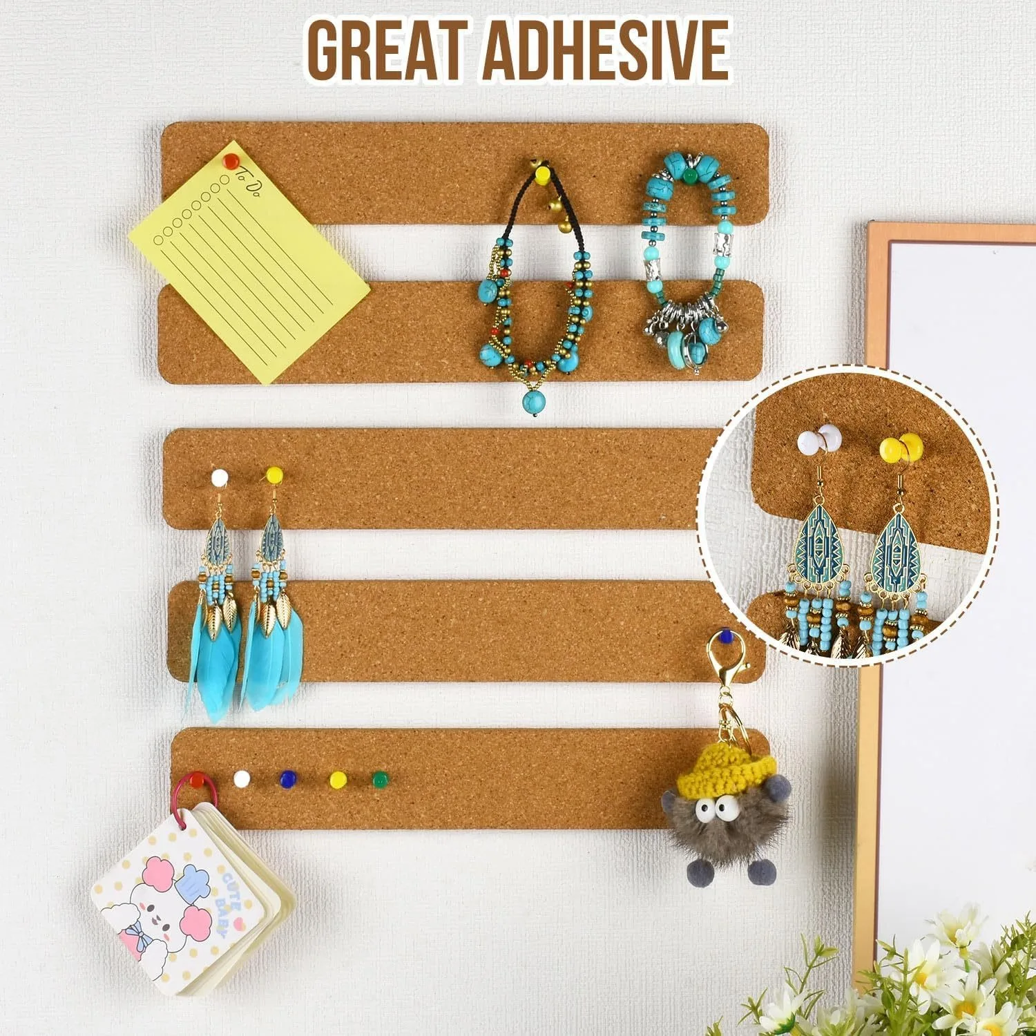 3PCS Removable Cork Board for Walls Small Cork Board  Blackboard Message Board RMB02