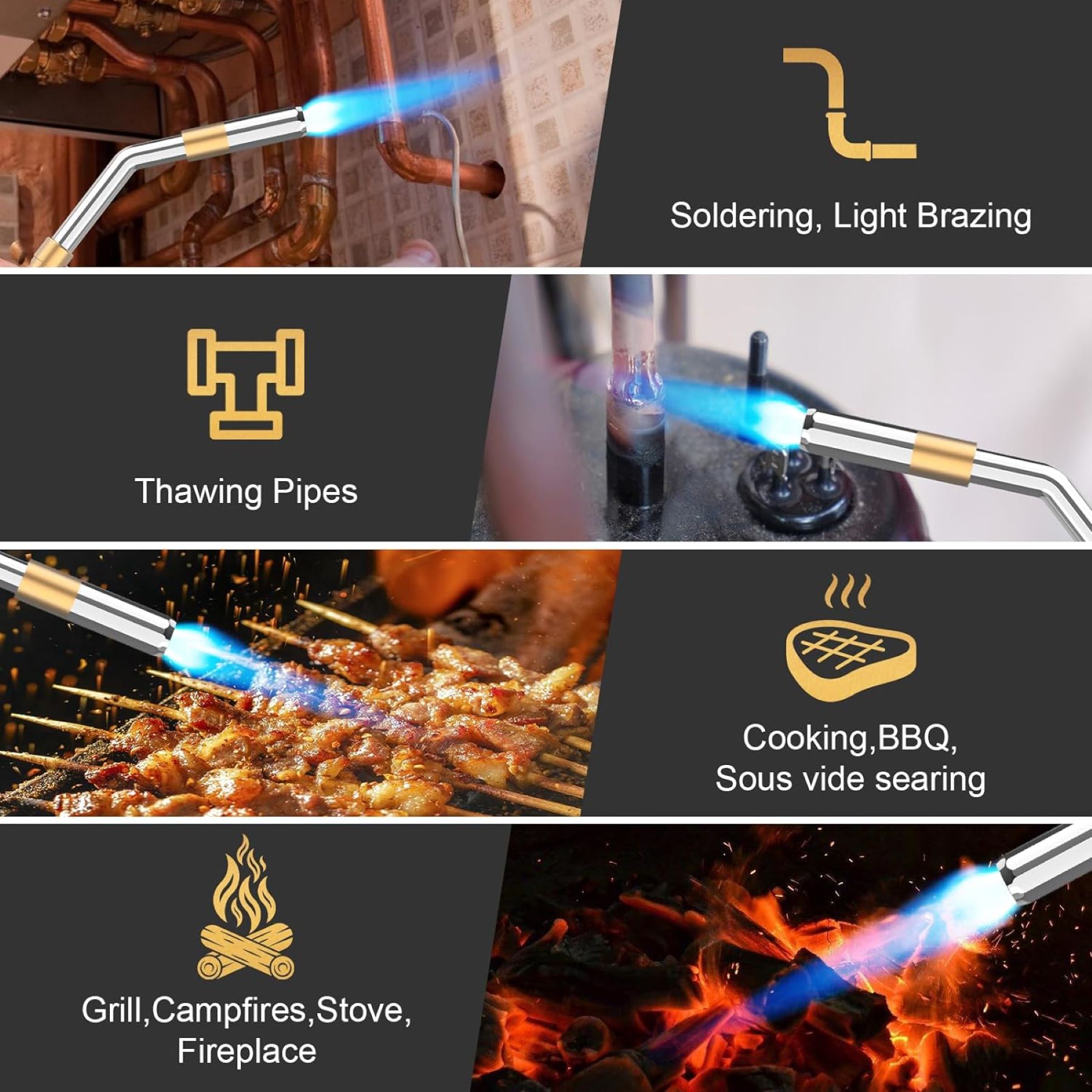 Tocha de sopro profissional de mapp de propano, ferramenta de encanamento de gás de brasagem de solda, churrasco, cozinha, queimador de gás de dissolução diy.