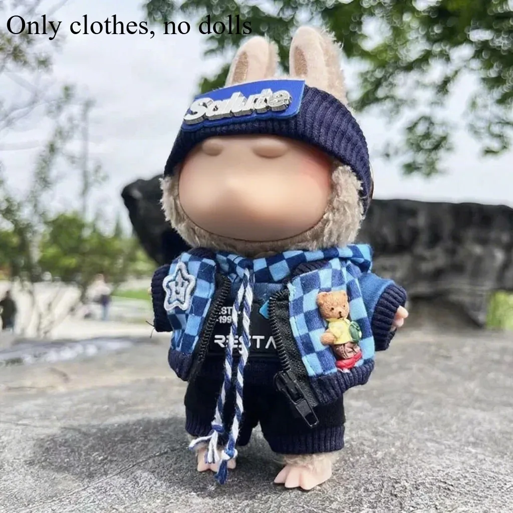 かわいいサメカバーオールミニ人形 17 センチメートルかわいいぬいぐるみ人形の服衣装ラブブ ldol 人形服アクセサリー