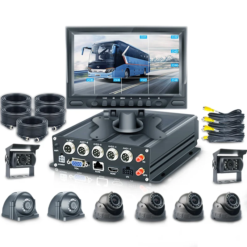 Bus Truck 8 Channel CCTV Security Camera System 4CH SD DVR 4G GPS MDVR Kit Vehicle Video Recorder Mobile Car DVR