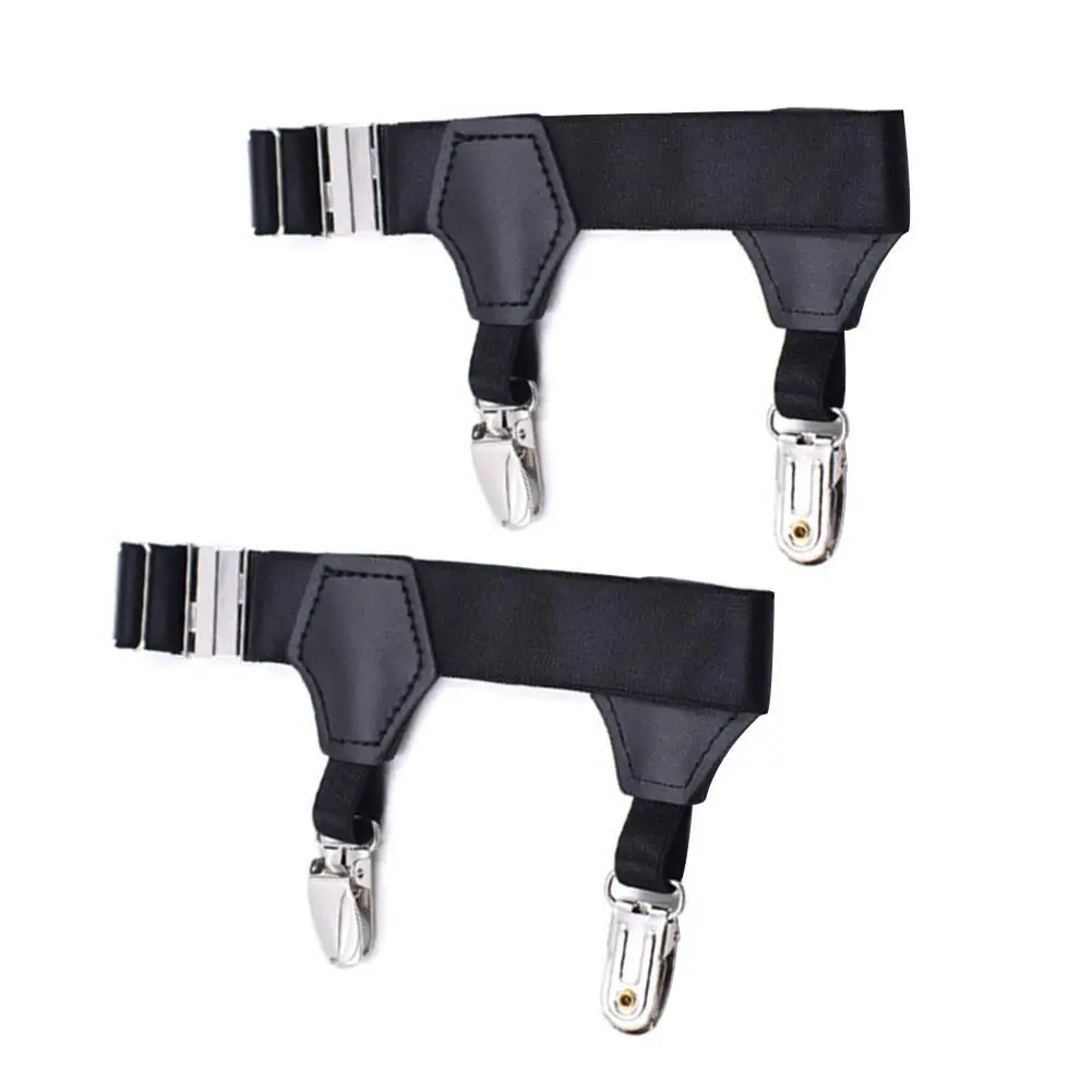 A Pair Men's Black Sock Garters Belt Adjustable Elastic Non-slip Duck-Mouth Suspenders Holders Clips Braces Sock Up Hold X2O0
