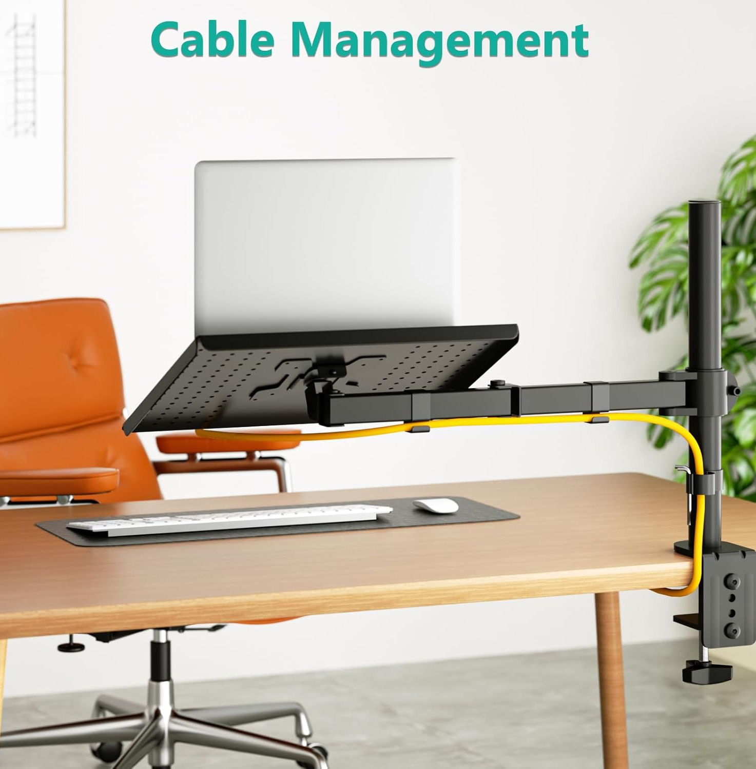 Laptop stand with heat sink can be raised and lowered. Single head laptop stand can rotate 360 ° Black