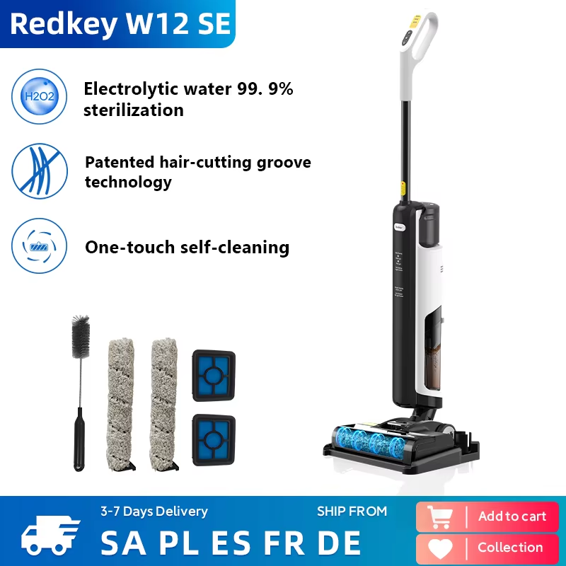 Беспроводной пылесос Redkey W12 SE для влажной и сухой уборки, умная стирка для дома, многоповерхностная беспроводная мойка для пола, большой двойной резервуар для воды