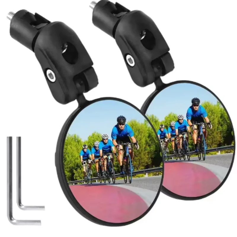 Rétroviseur convexe de vélo 2 pièces/ensemble, support de barre de chute de guidon, lentille acrylique, réflecteur de vue arrière léger