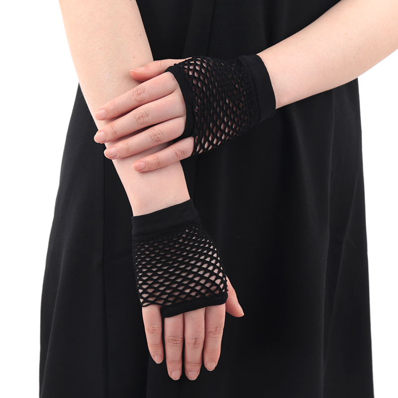 Womens 섹시 할로우 아웃 장갑 짧은 Fishnet 그물 장갑 핑거리스 메쉬 장갑 펑크 록 나이트 클럽 파티 팔 따뜻하게 장갑