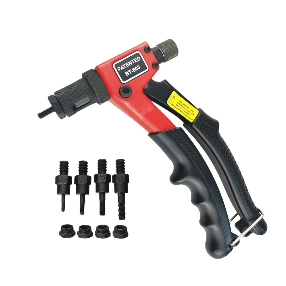 Allsome-BT-603 Manual Riveter Gun, Mão Rivet Tool Kit, Nut Ferramenta de Configuração, Nut Setter, M3, M4, M5, M6