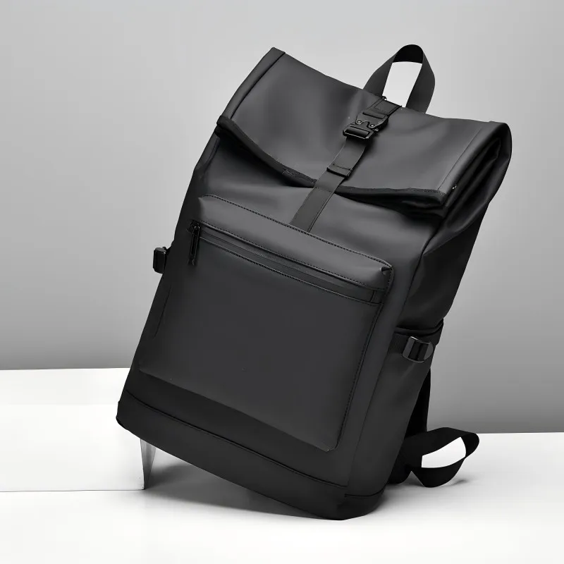Zaino di grande capacità: elegante borsa da viaggio e pendolare nera solida con cinghie regolabili, scomparti multipli, zaino da viaggio