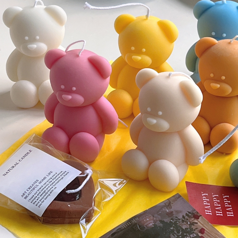 3d Nette Cartoon Bär Silikon Kerze Form Harz Gips Eiswürfel Backform Schlafzimmer Dekor Geburtstag Party Geschenke Hochzeit Souvenirs