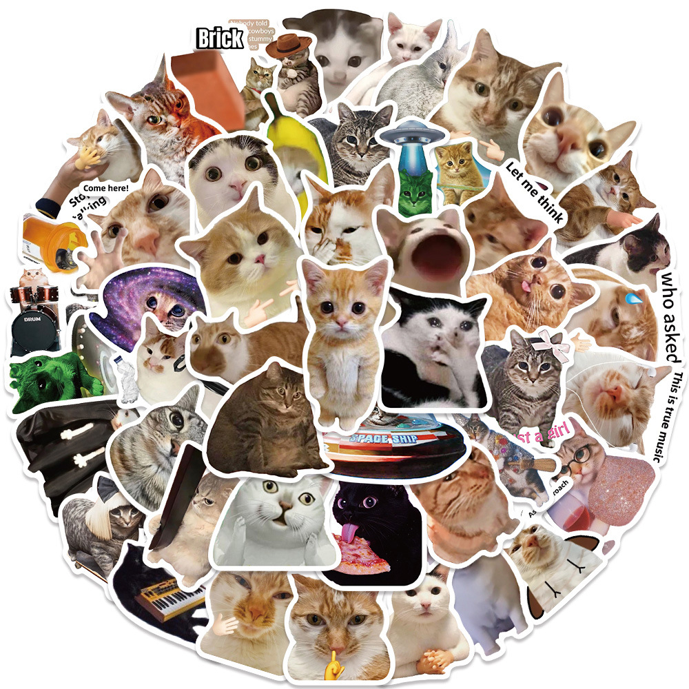 10/30/50pcs réseau créatif populaire drôle chat Meme Graffiti autocollants bricolage ordinateur portable coque de téléphone dessin animé décoration autocollant enfants jouets