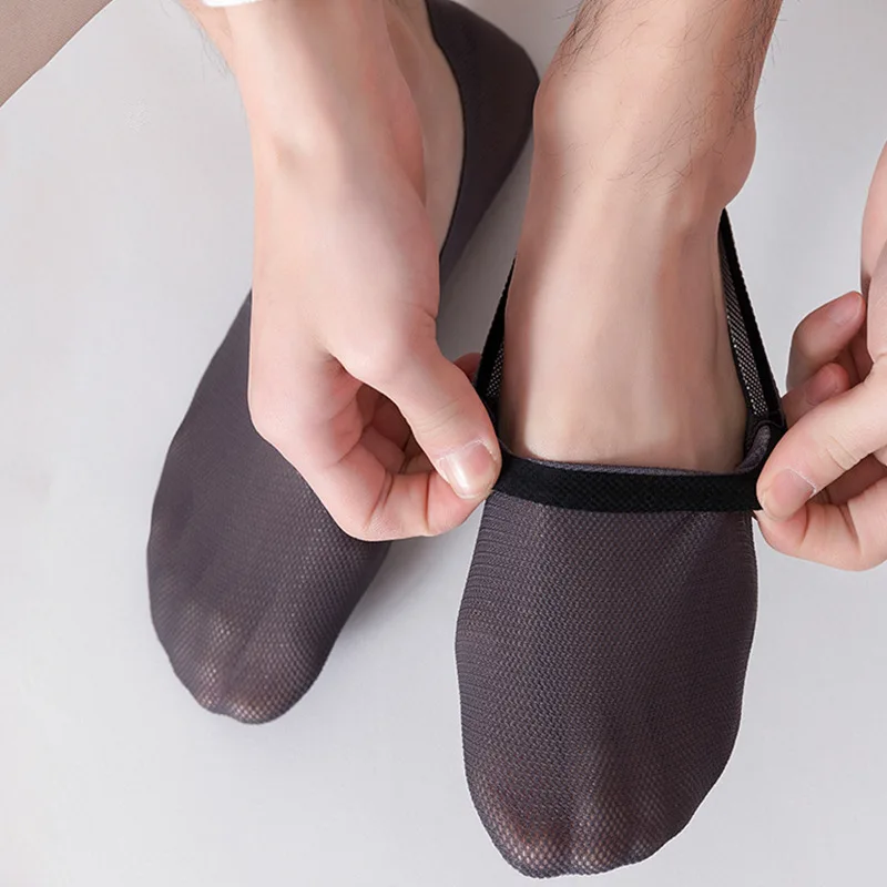 3 pares de calcetines náuticos para hombre, calcetines invisibles finos, transpirables, suaves e informales de verano, calcetines invisibles de silicona de Color sólido de alta calidad antideslizantes de corte bajo