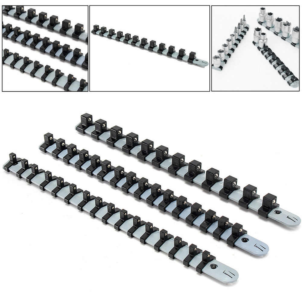 New 3pcs Socket Organizer Tray 340 mm Socket Holder 1/4" 3/8" 1/2" Socket Wrench Organizer 1 set Home Tool Storage Supplies