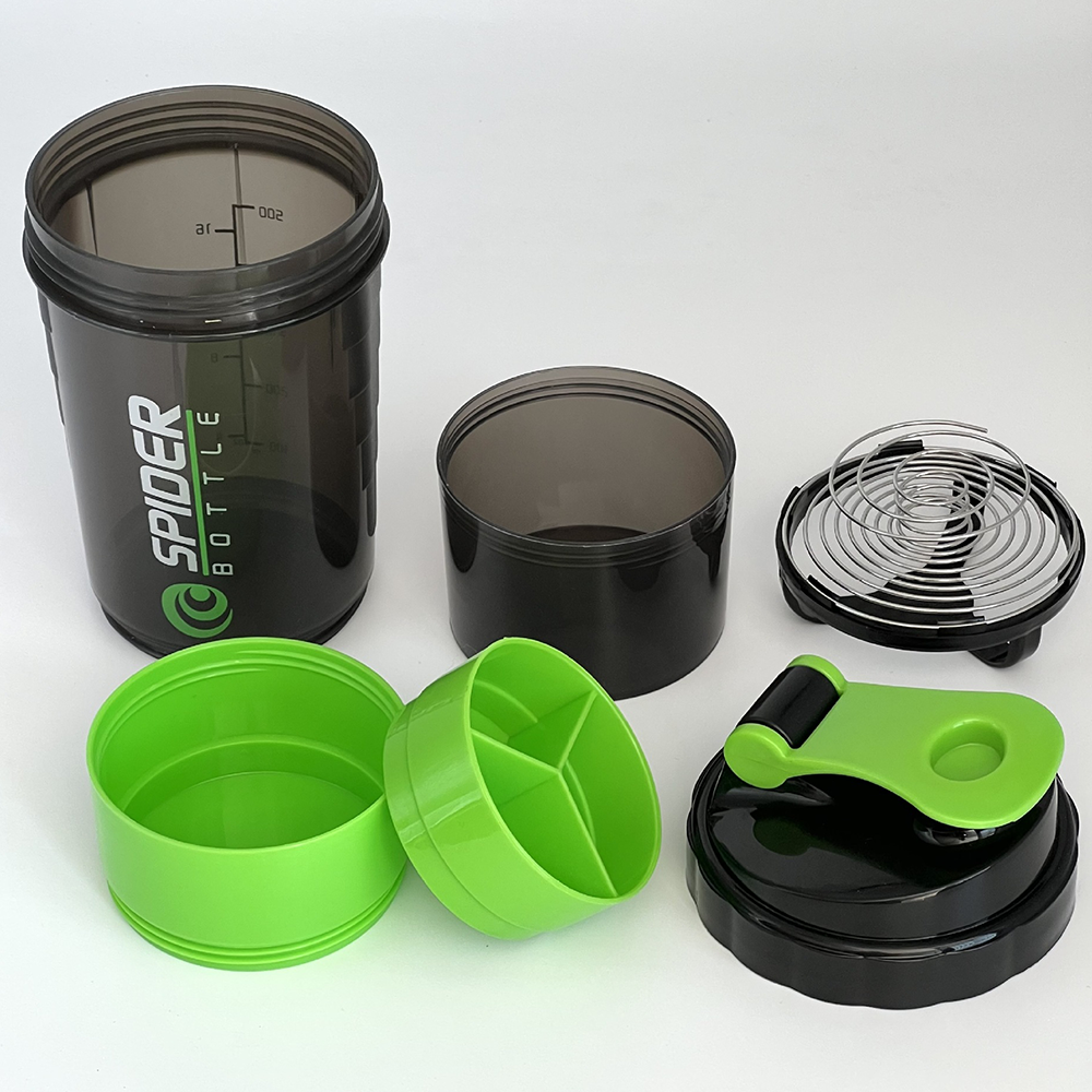 Botella Mezcladora de proteínas de 3 capas, vaso agitador de polvo, botella de agua, vaso mezclador de plástico, botella de ejercicio de construcción corporal