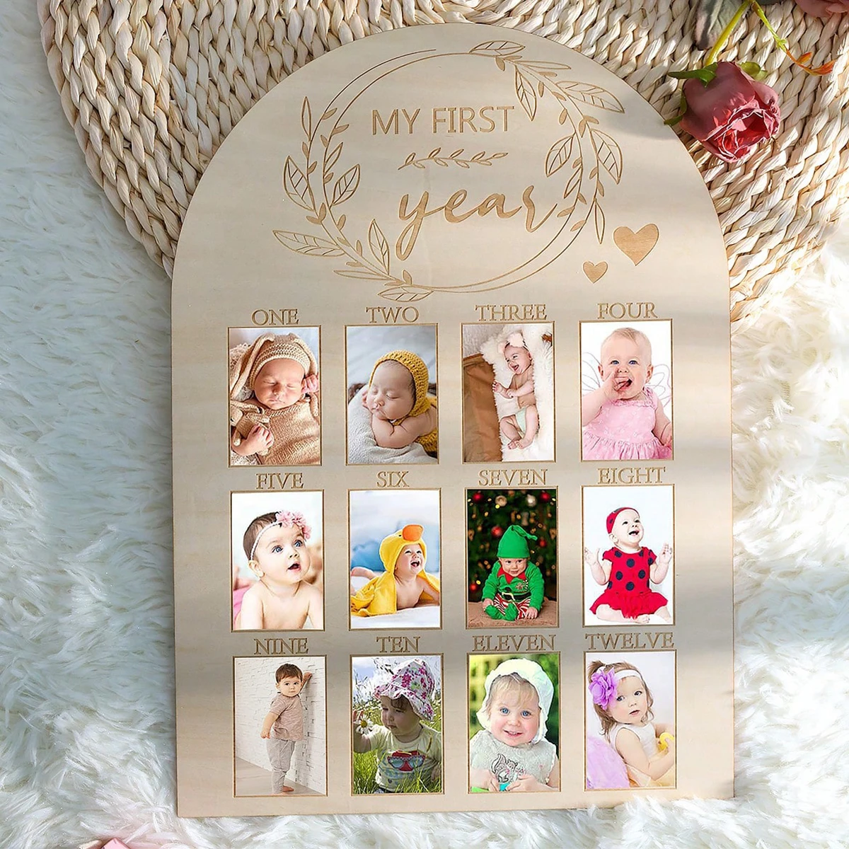 Ylsteed nouveau-né premier année cadre Photo accessoires de photographie 12 mois bébé croissance Photo enregistrement jalon conseil bébé Souvenirs cadeau